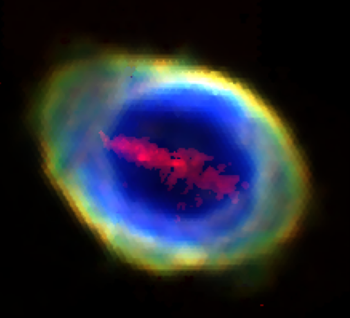 Composite RGB image of the Ring Nebula from WEAVE/LIFU emission-line images showing the iron bar structure