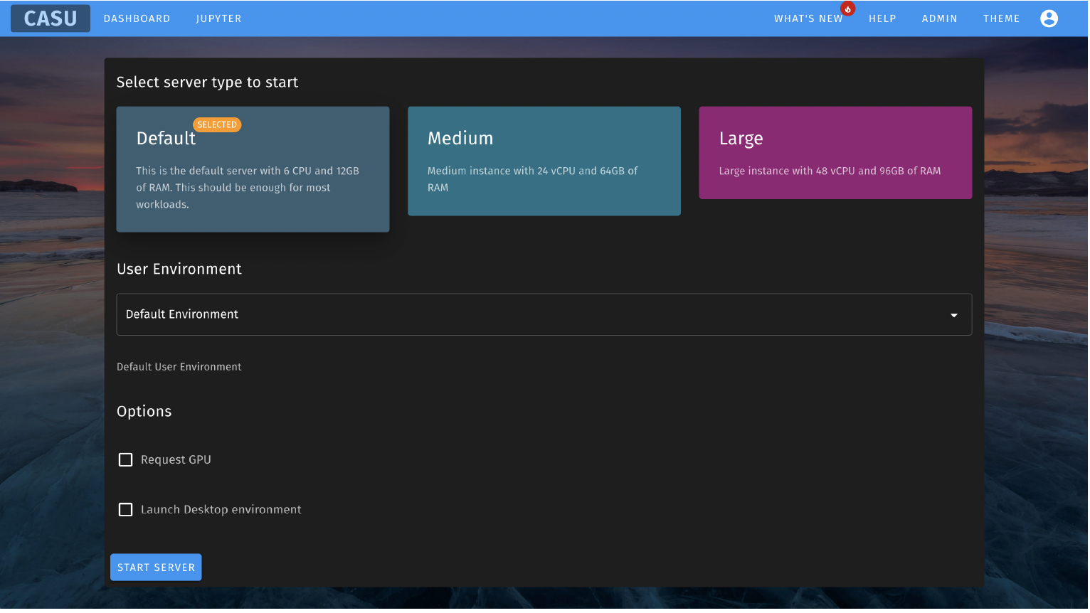 CAMCEADHUB server selection screen