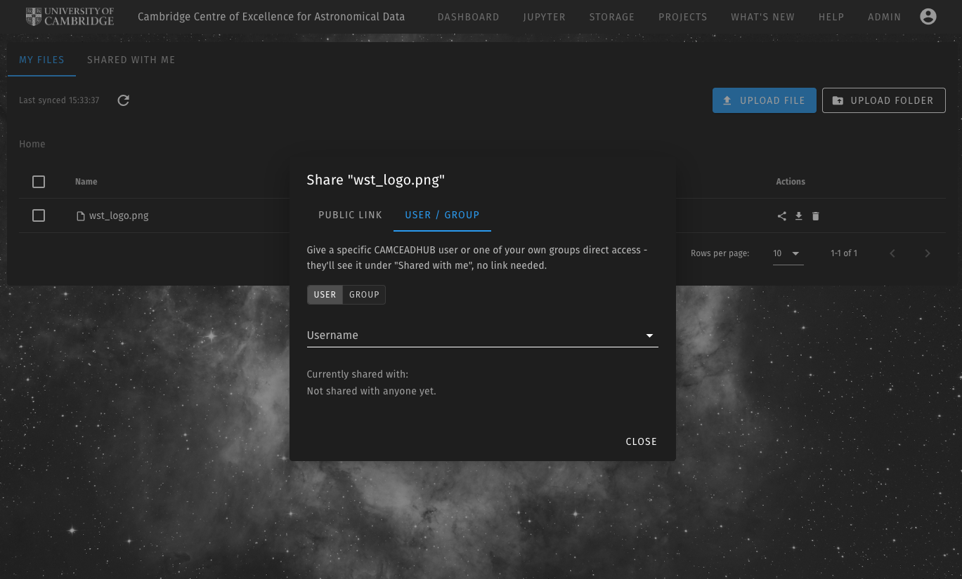 CAMCEADHUB sharing a file directly with a user or group